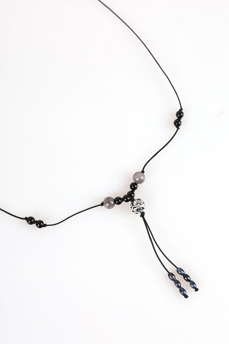 Long Cotton Bead Necklace
