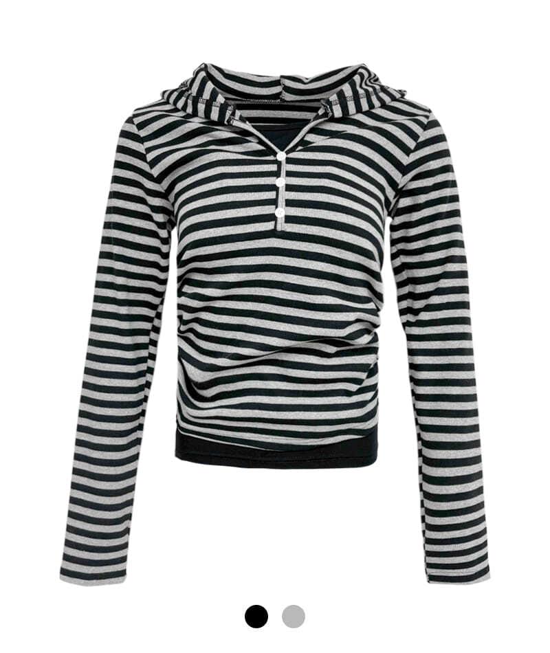 條紋連帽上衣套裝