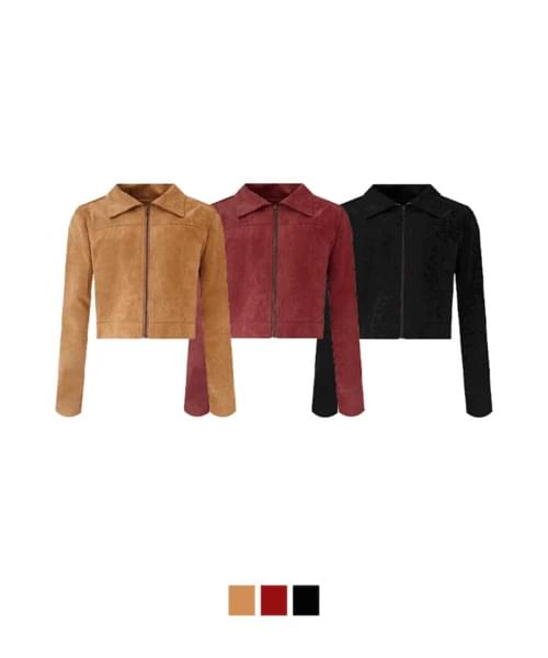 A couple of suede long sleeve jackets