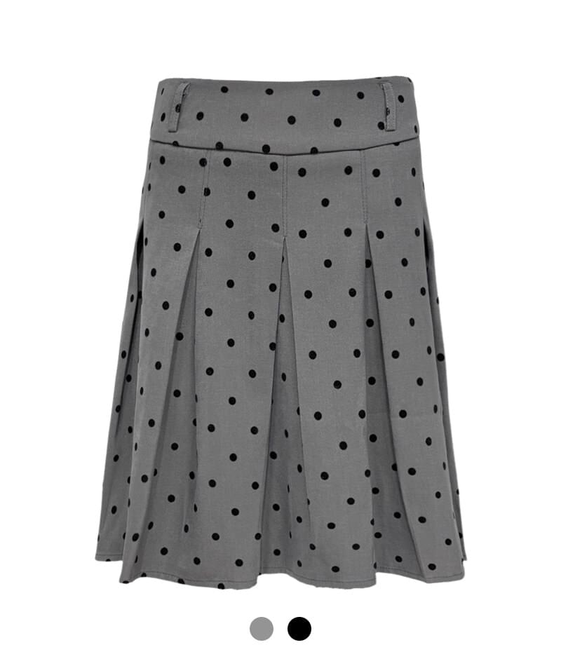 Dot Pleated Midi Skirt