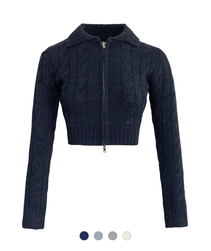 Cable Crop Two Way Zip-Up