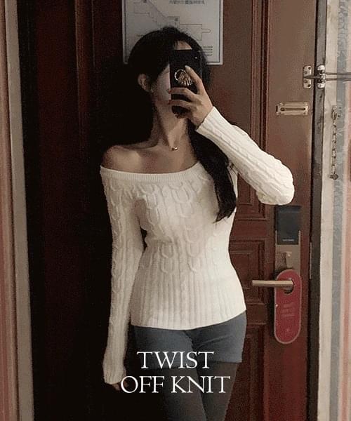 Get Off Shoulder Twisted Knit
