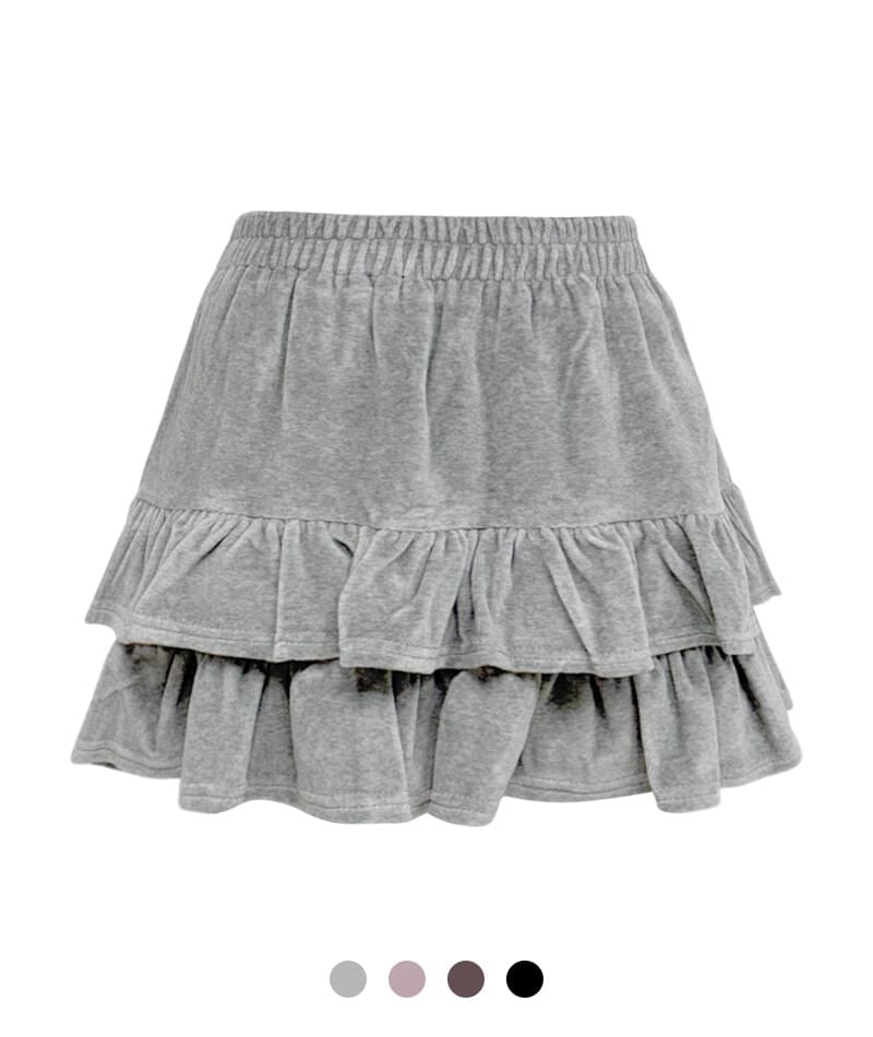 syrup velvet mini skirt