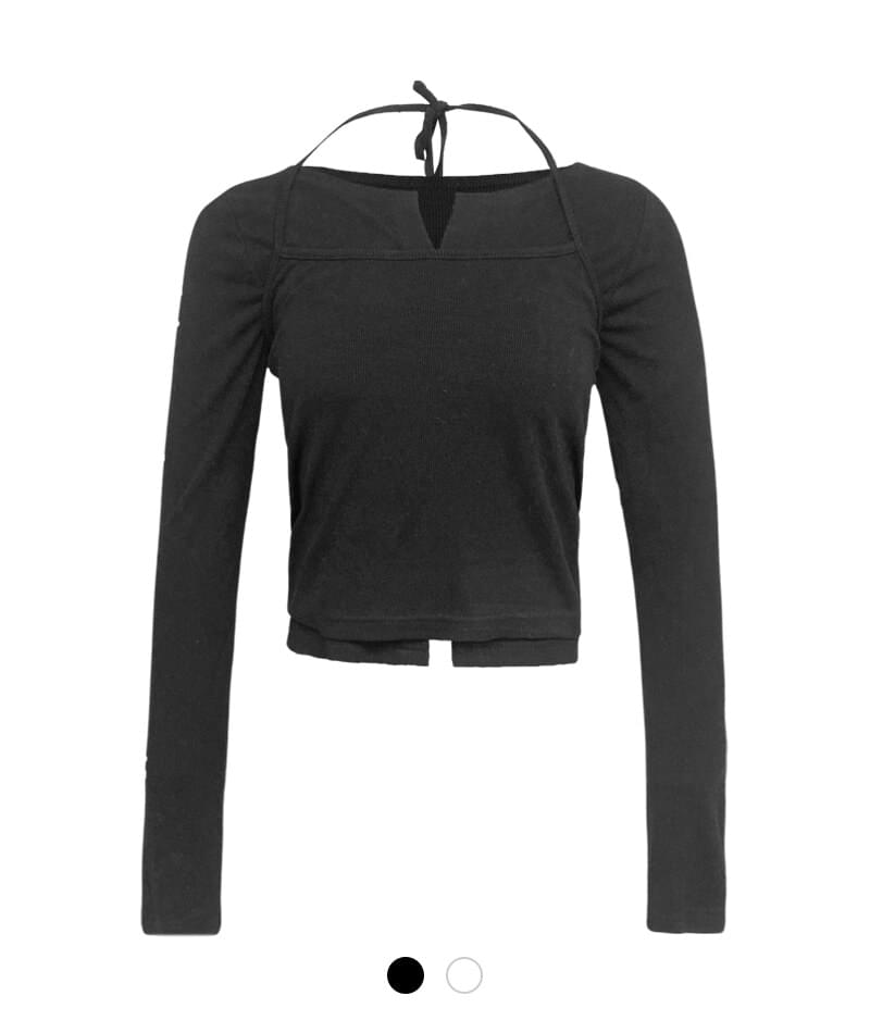 Halter Layered Slit T-Shirt