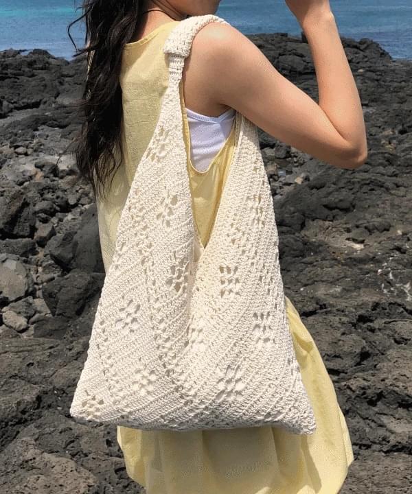 Lahol Summer Knit Knitwear Shoulder Bag Rattan Bag Travel Bag Bobusang Bag 2 Colors