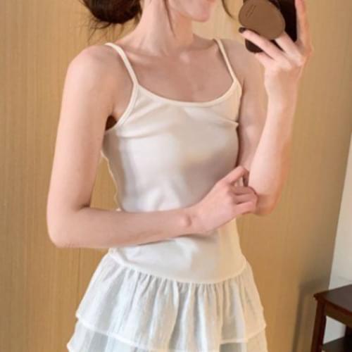 Genie Frill Sleeveless Lace Layered Strappy Sleeveless (Ships Today)