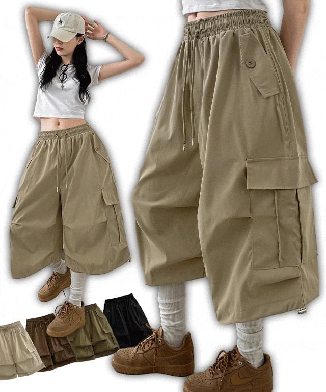 Low Cargo Pocket String Bermuda Pants (Delayed delivery)