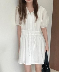 Dithers Cotton Ribbon Mini Dress