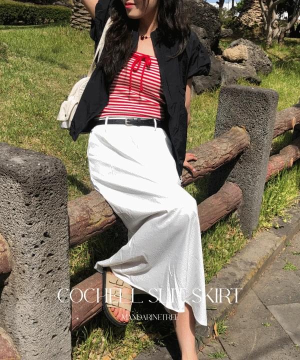 Coachel Toppintuck Waist Belt Back Banding A-line Flare Long Skirt Summer Skirt 4 Colors