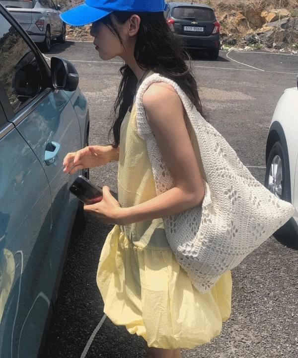 Lemony Nylon Balloon Fit Summer Sleeveless Bustier Mini Dress 2 Color Layered Look/Pumpkin Skirt
