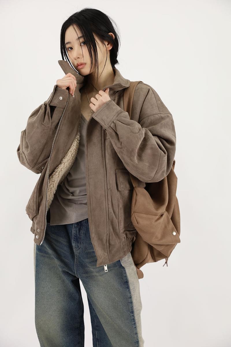 안감 덤블 스웨이드 점퍼