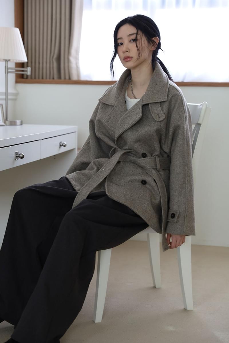 Eid high neck belt coat