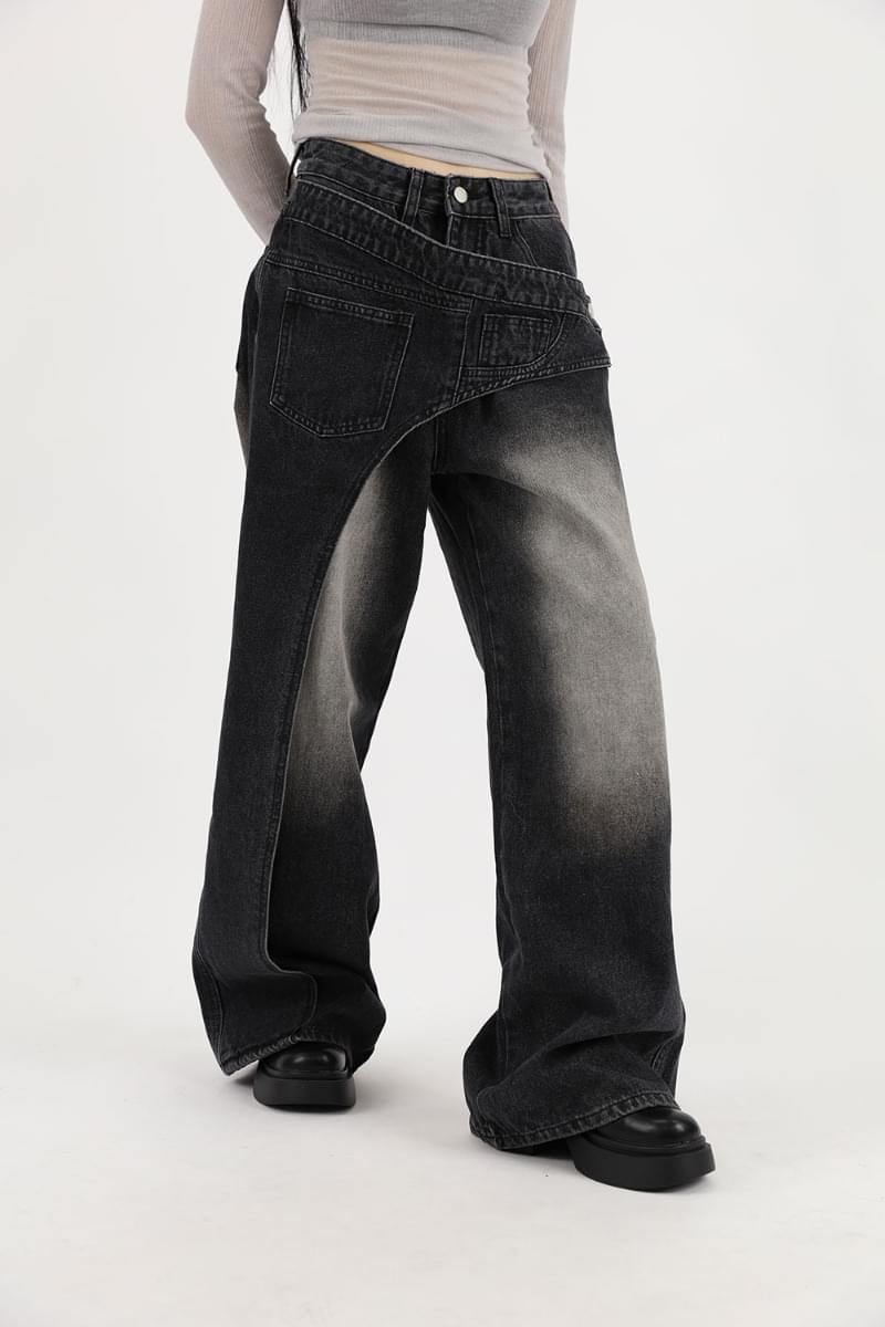 Half wrap wide denim