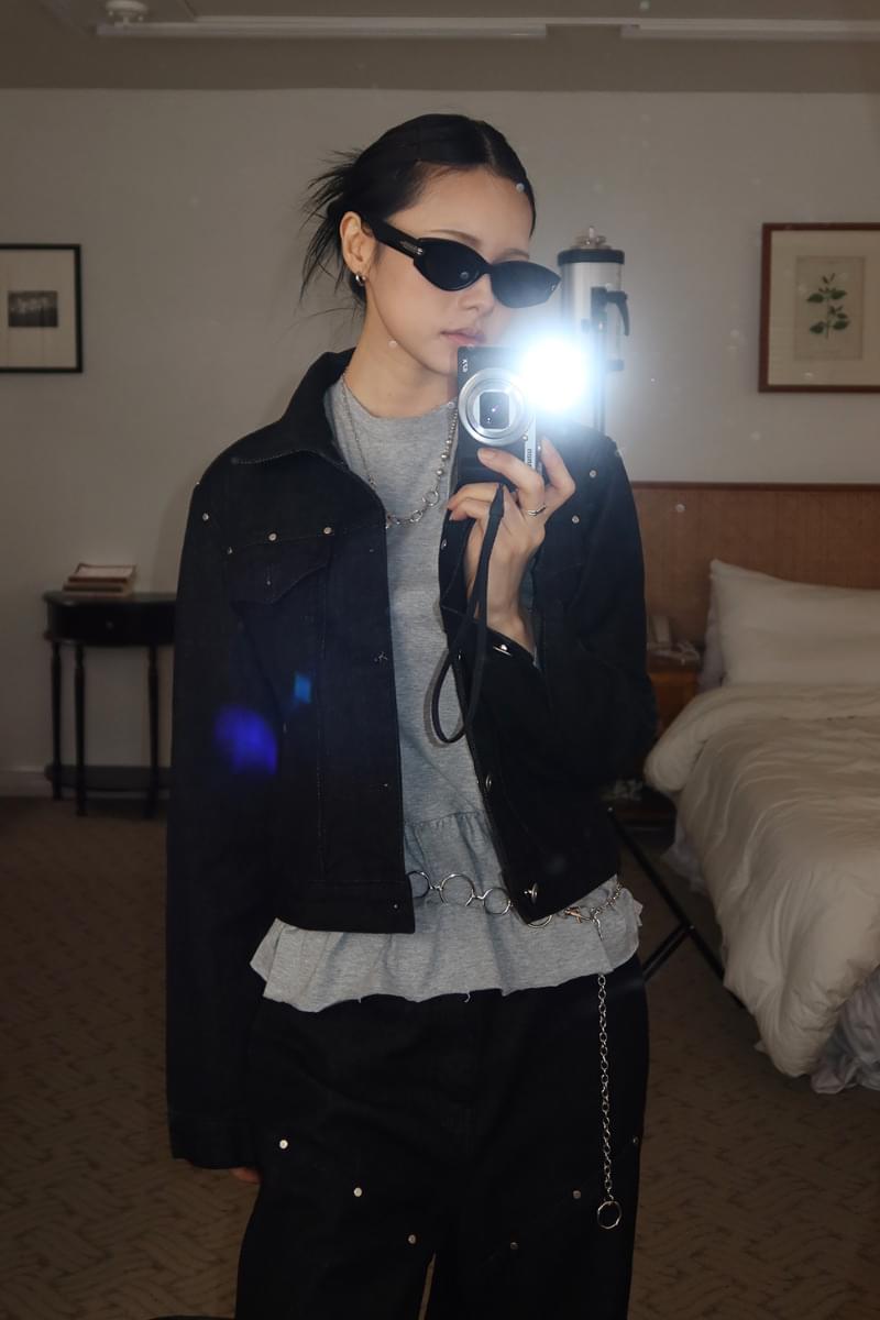 Rivet Crop Denim Jacket