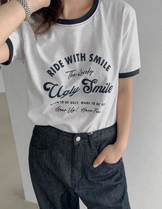 Ride Smile Color Block Round Short Sleeve T-shirt