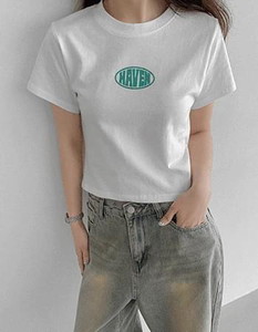Heaven Lettering Crop Short Sleeve T-shirt