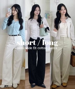 노컷_허밍코튼와이드pt (숏/롱하비추천,코튼팬츠,세미와이드핏,키작녀,히든밴딩)