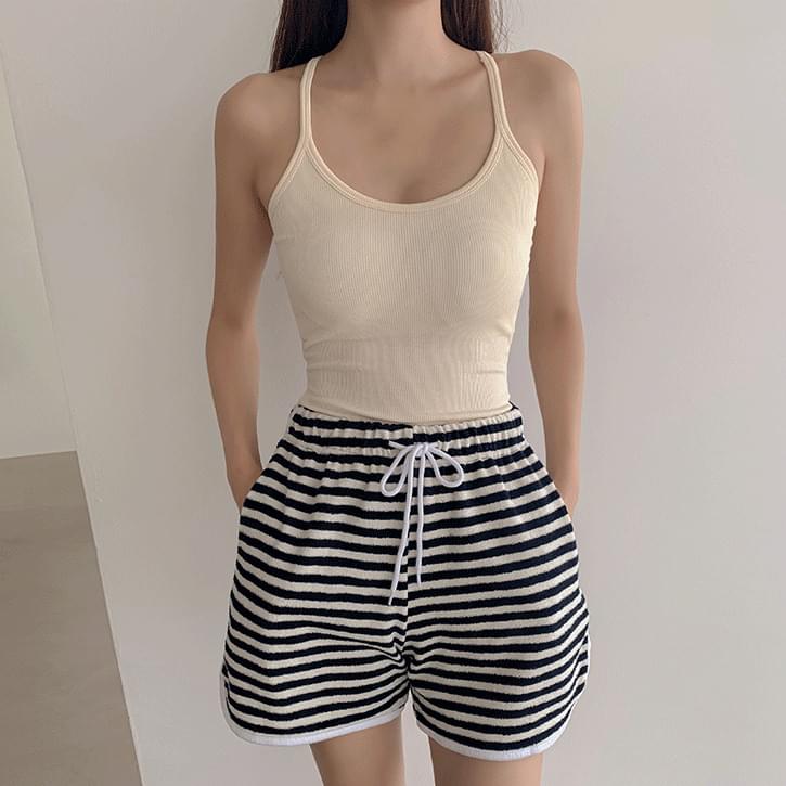 Thin string mango Ribbed cap built-in Sleeveless 