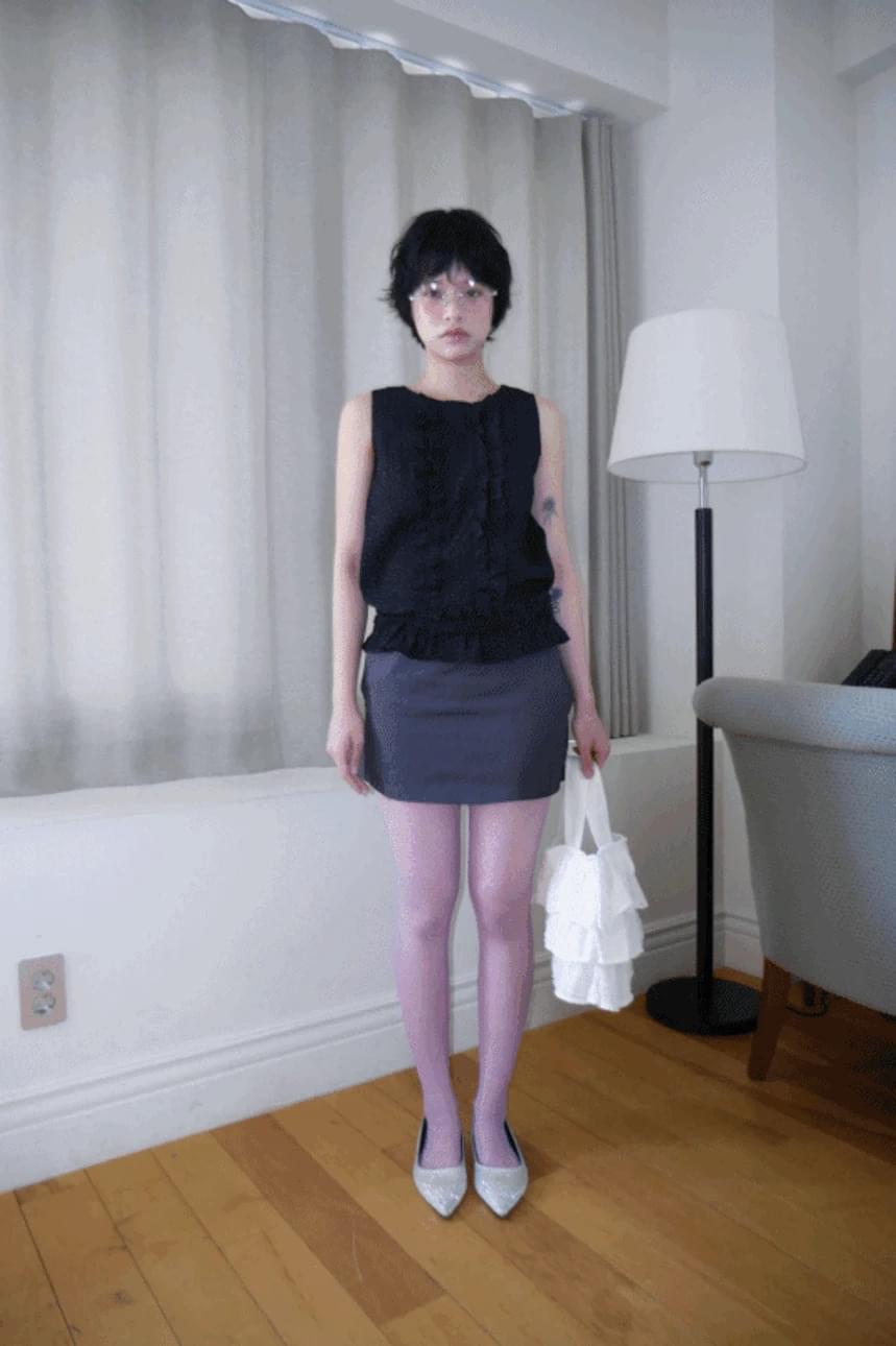 mira dot frill blouse (2color)