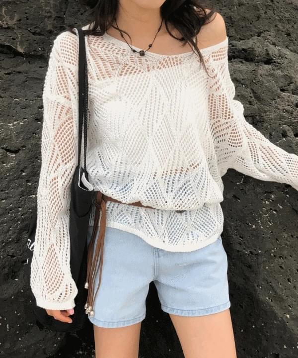 Foreign Net Knit Knitwear String Sleeveless Ethnic Waist Belt Loose-fit Summer Long Sleeve Knit 1 color