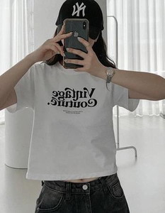 Vintage couture cropped short sleeve tee