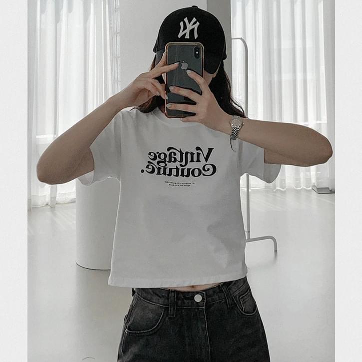 Vintage couture cropped short sleeve tee