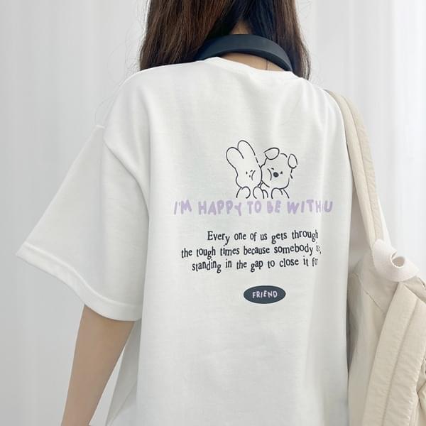 Happy Back Lettering Short Sleeve T-shirt