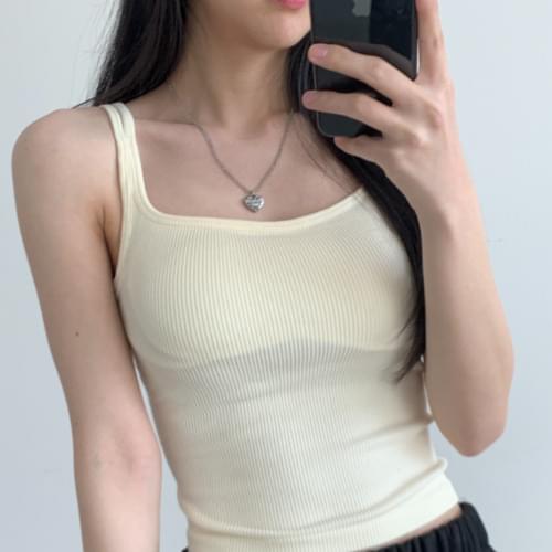 Sleeveless Crop Top with Ribbed Cap 