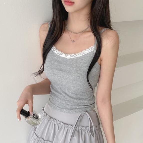 Tell Me Lace Ribbon Sleeveless T