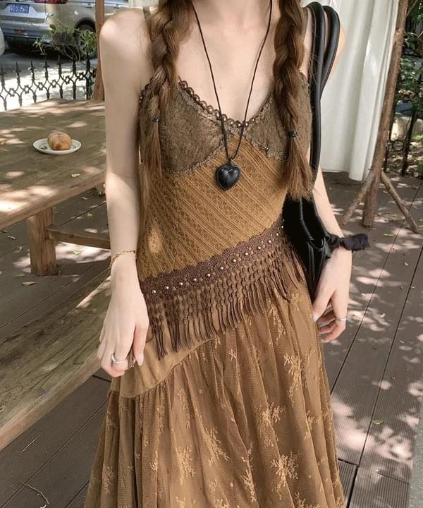 Liquid Bohemian Vintage Flower Sheer Long Dress