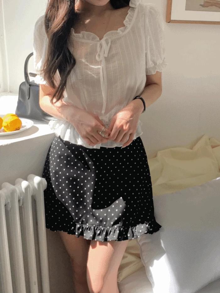 Dot Frill Mini Skirt (2 colors)