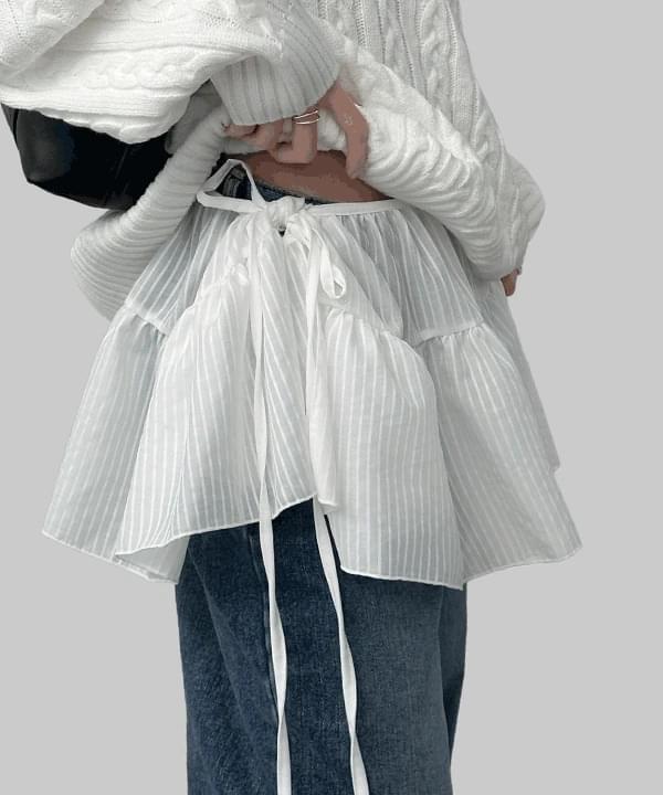 Roping Stripe Frill Layered Wrap Skirt
