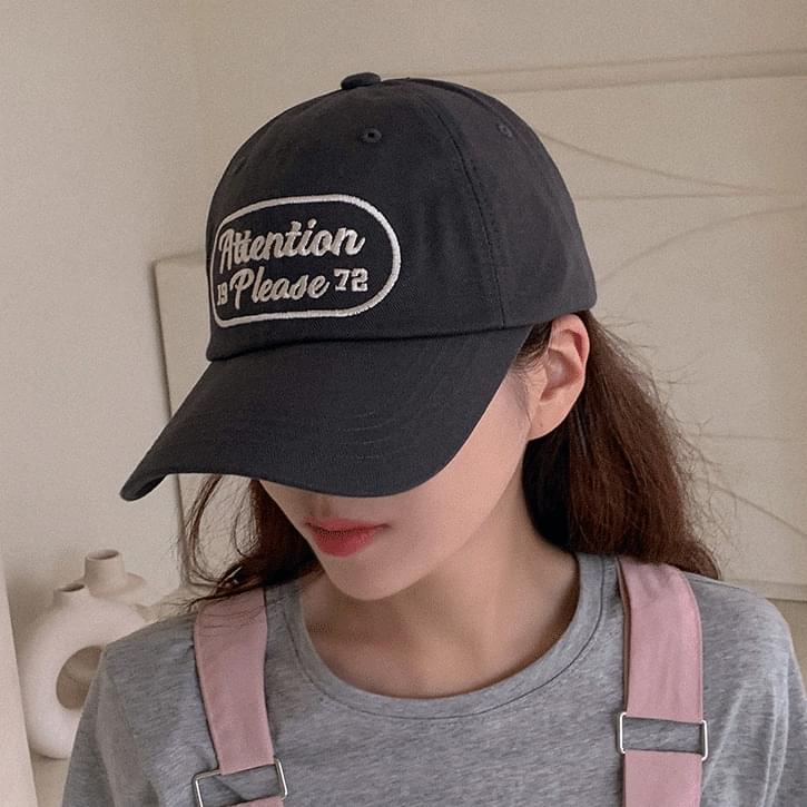 Attention lettering embroidery ball cap