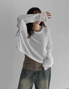 Linen See-Through 2 Cropped Loose-fit T-Shirt