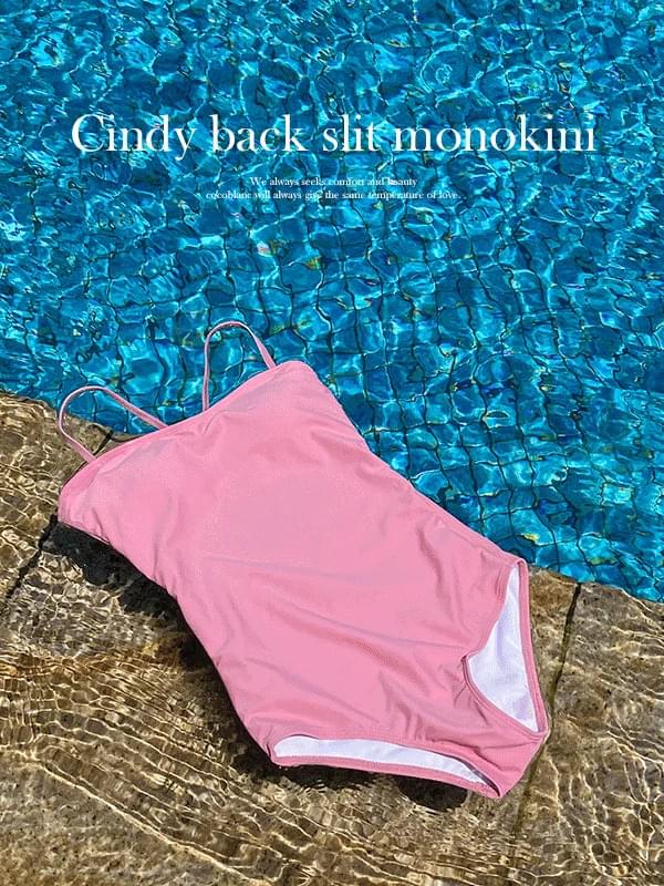 辛蒂前後開叉連身泳裝