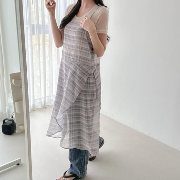 Panic check chiffon bustier OPS