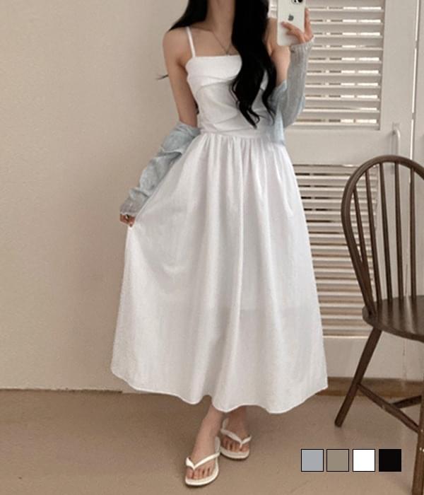 Luna Shirring Tube Top Smoke Banding Layered Sleeveless Long Dress