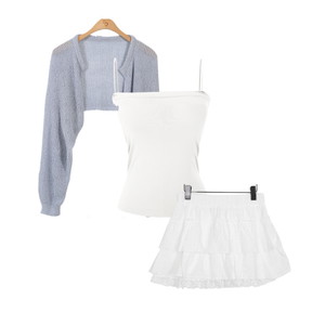Cardigan/vest,Feminine,Shortsleeve,summer,cute,blue,concert,simple,clean,contest 코디