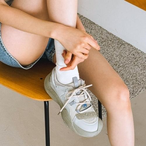 日常百搭皮革厚底綁帶運動鞋