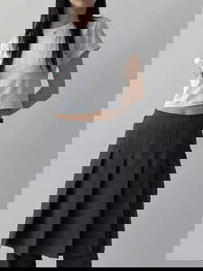 捲袖短版圓領T恤