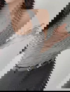 Trigger Striped Halter Sleeveless T