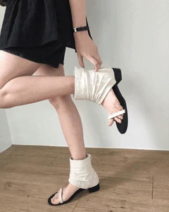Linen ankle open sandals