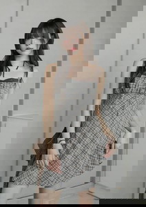 ペイティチェックワンピース