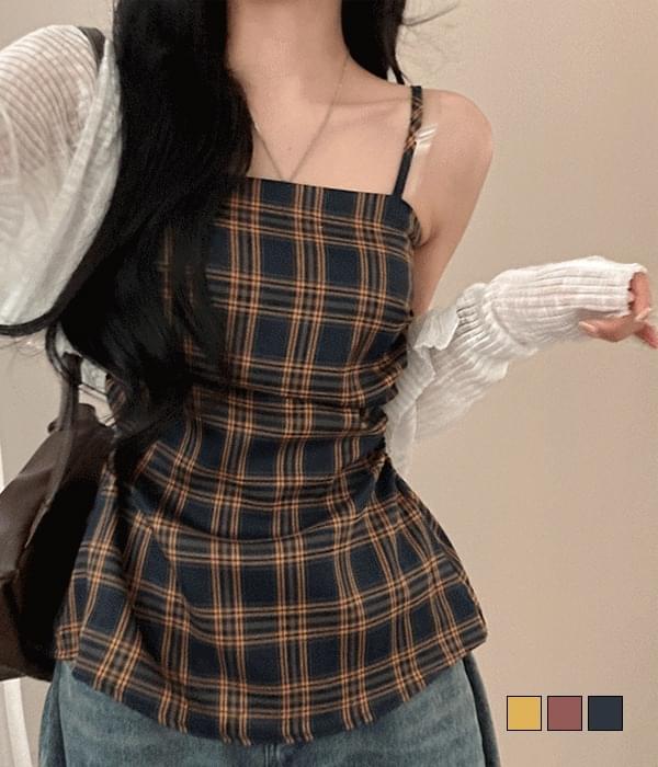 Hippo Vintage Check Shirring Bustier Mini Dress (Delayed delivery)