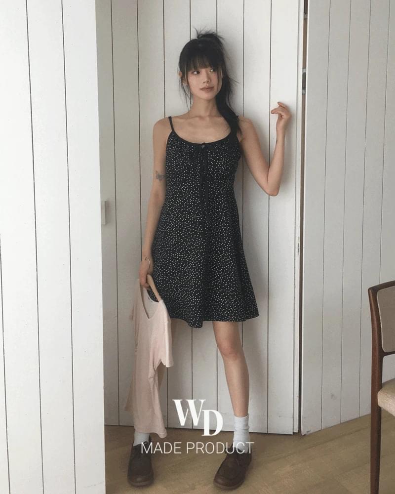 Handel Ribbon Strap Dot Layered Mini Dress