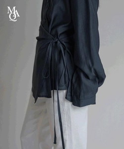 Elent Silky Unbalanced Wrap Layered Shirt