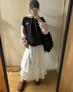 Ribbon Frill Long Skirt