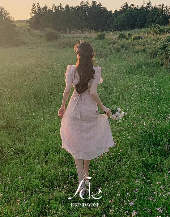 Made)아이리스 날개 쉬폰 롱원피스(스퀘어넥/반팔/셔링/리본/휴양지룩/휴가룩/데이트룩)
