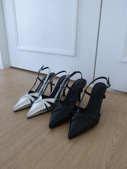 X-LINE POINTED SLING BAG HEEL (SILVER, BLACK 2COLORS)