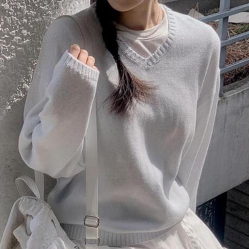 Check V-Neck Knitwear 
